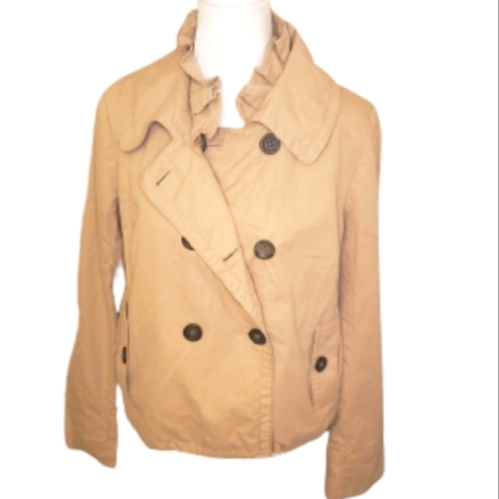 J. Crew Ruffle Collar Trench Jacket Coat